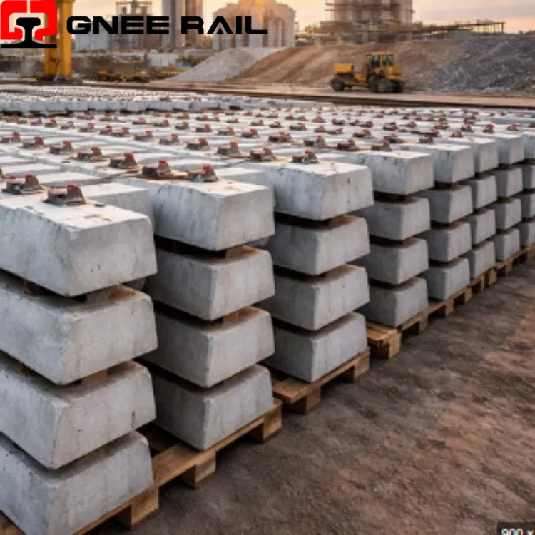 Stalen rails betonnen dwarsligger